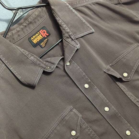 Ariat FR Shirt Men's 3XL Brown Work Snap Shirt Flame Resistant Welder Workwear - Picture 1 of 12